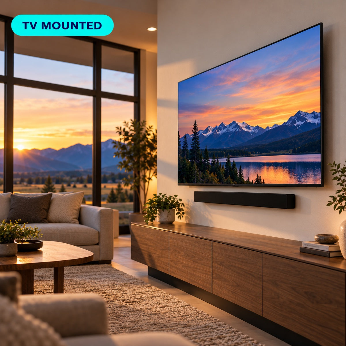 TV Mounted, Mount Included
